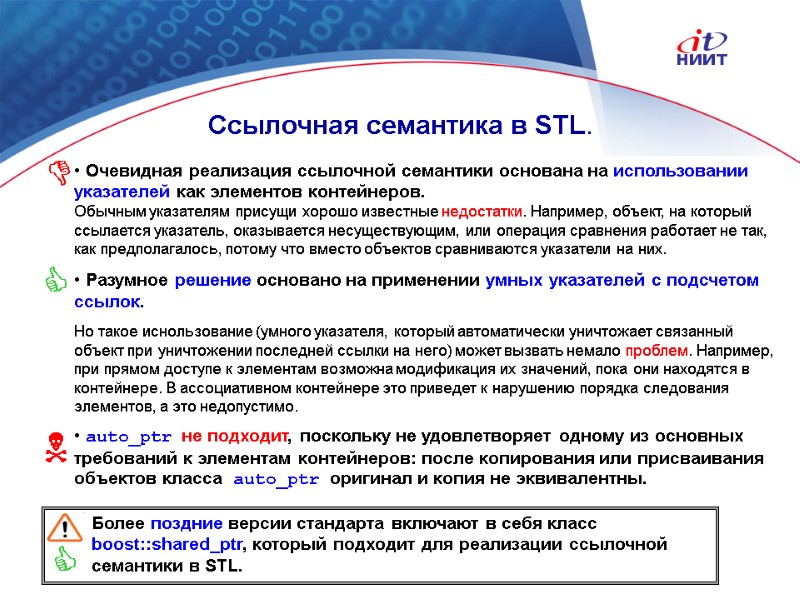 Nortel Networks Confidential Ссылочная семантика в STL.  Очевидная реализация ссылочной семантики основана на